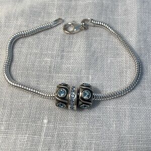 3 RCI 925 Silver Charms with Silver Plate Bracelet